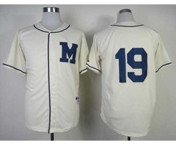 mlb jerseys milwaukee brewers #19 robin yount white[M]