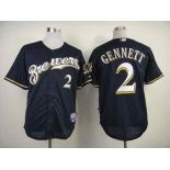 mlb jerseys milwaukee brewers #2 gennett blue[gennett]