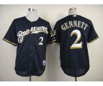 mlb jerseys milwaukee brewers #2 gennett blue[gennett]