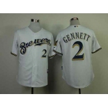 mlb jerseys milwaukee brewers #2 gennett white[gennett]