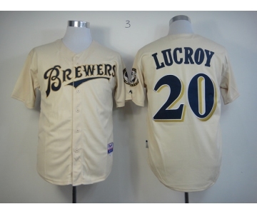 mlb jerseys milwaukee brewers #20 lucroy cream[m&n]