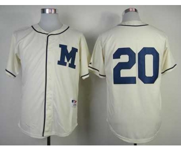 mlb jerseys milwaukee brewers #20 lucroy white[M]