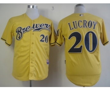 mlb jerseys milwaukee brewers #20 lucroy yellow[2013 new]