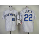 mlb jerseys milwaukee brewers #22 garza white[blue stripe]