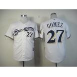 mlb jerseys milwaukee brewers #27 gomez white