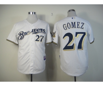 mlb jerseys milwaukee brewers #27 gomez white