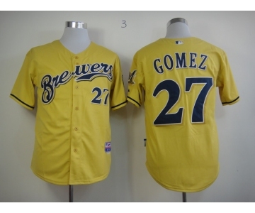 mlb jerseys milwaukee brewers #27 gomez yellow[2013 new]