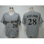 mlb jerseys milwaukee brewers #28 fielder grey(cool base)