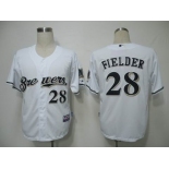 mlb jerseys milwaukee brewers #28 fielder white(cool base)