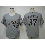 mlb jerseys milwaukee brewers #37 rogers grey(cool base)