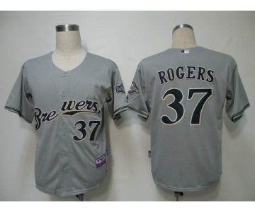 mlb jerseys milwaukee brewers #37 rogers grey(cool base)