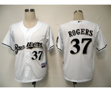 mlb jerseys milwaukee brewers #37 rogers white (cool base)