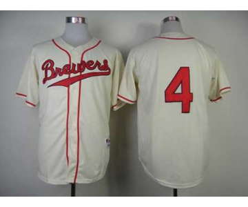 mlb jerseys milwaukee brewers #4 paul molitor cream