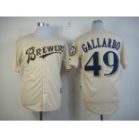 mlb jerseys milwaukee brewers #49 gallardo cream[m&n]