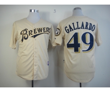 mlb jerseys milwaukee brewers #49 gallardo cream[m&n]