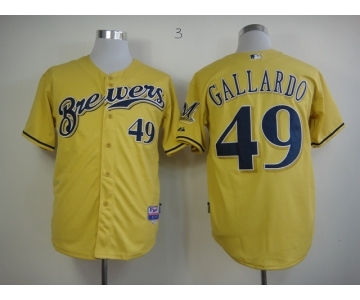 mlb jerseys milwaukee brewers #49 gallardo yellow[2013 new]