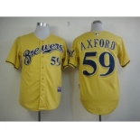 mlb jerseys milwaukee brewers #59 axford yellow[2013 new]