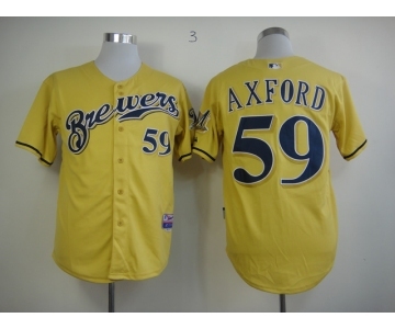 mlb jerseys milwaukee brewers #59 axford yellow[2013 new]