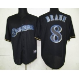 mlb jerseys milwaukee brewers #8 braun black fashion