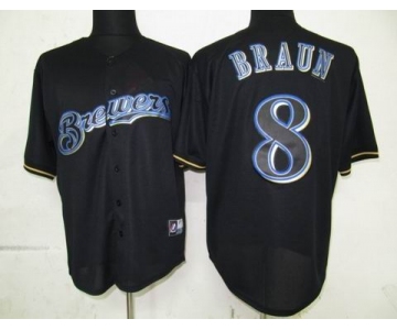 mlb jerseys milwaukee brewers #8 braun black fashion