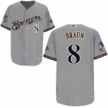 mlb jerseys milwaukee brewers #8 braun grey (cool base)