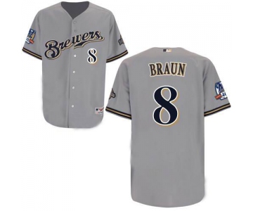 mlb jerseys milwaukee brewers #8 braun grey (cool base)