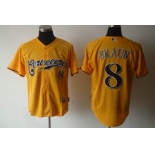 mlb jerseys milwaukee brewers #8 braun yellow