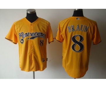 mlb jerseys milwaukee brewers #8 braun yellow