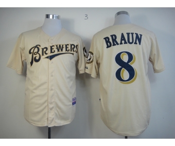 mlb jerseys milwaukee brewers #8 ryan braun cream[m&n]