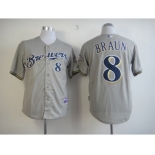 mlb jerseys milwaukee brewers #8 ryan braun grey[m&n]