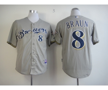 mlb jerseys milwaukee brewers #8 ryan braun grey[m&n]