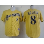 mlb jerseys milwaukee brewers #8 ryan braun yellow[2013 new]