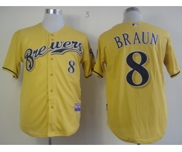 mlb jerseys milwaukee brewers #8 ryan braun yellow[2013 new]