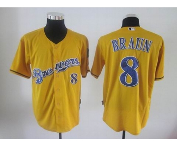 mlb jerseys milwaukee brewers #8 ryan braun yellow