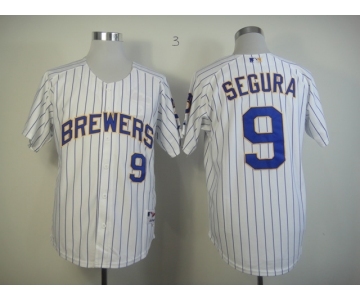 mlb jerseys milwaukee brewers #9 segura white[blue strip]