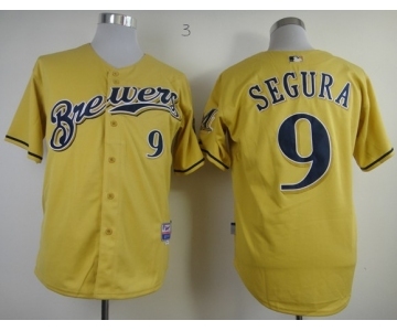 mlb jerseys milwaukee brewers #9 segura yellow[2013 new]