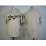 mlb jerseys milwaukee brewers blank cream[m&n]