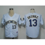 mlb milwaukee brewers #13 zack greinke white[blue strip]