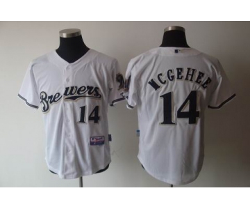 mlb milwaukee brewers #14 mcgehee white(cool base)