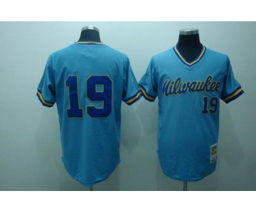 mlb milwaukee brewers #19 blue m&n