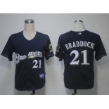 mlb milwaukee brewers #21 braddock dark blue(cool base)