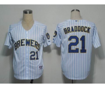 mlb milwaukee brewers #21 braddock white[braddock][blue strip]