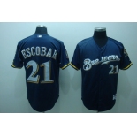 mlb milwaukee brewers #21 escobar blue[40th patch]