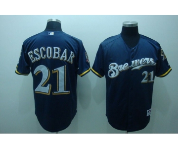 mlb milwaukee brewers #21 escobar blue[40th patch]