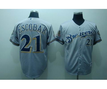 mlb milwaukee brewers #21 escobar grey[40th patch]