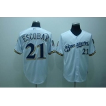 mlb milwaukee brewers #21 escobar white[40th patch]