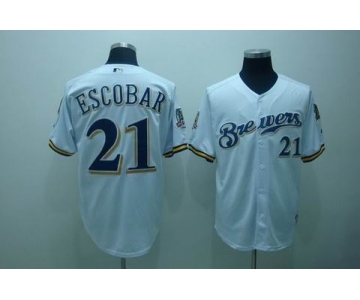 mlb milwaukee brewers #21 escobar white[40th patch]