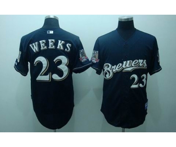 mlb milwaukee brewers #23 weeks blue(40th patch cool base)