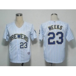 mlb milwaukee brewers #23 weeks white[blue strip]