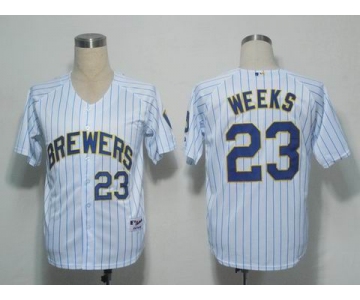 mlb milwaukee brewers #23 weeks white[blue strip]